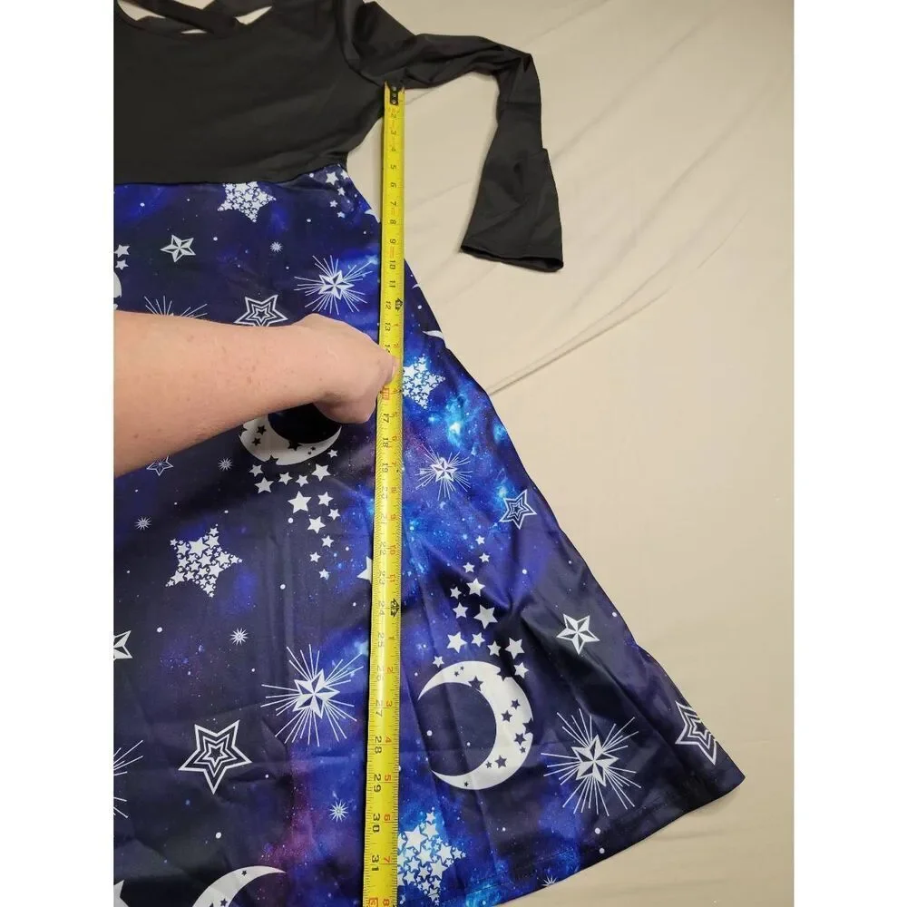 stars moon dress stretch black blue large nwt - Picture 3 of 9